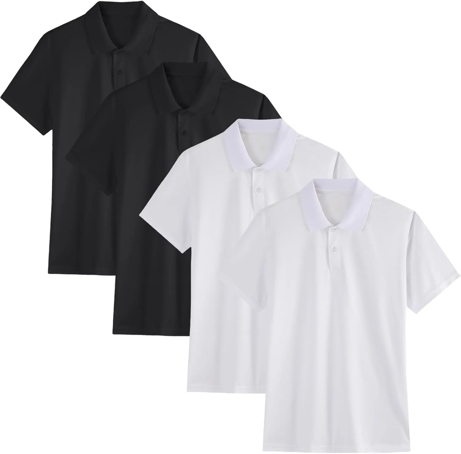 4 Pack Boys Youth Kids Polo Shirt Mesh Athletic Quick Dry Short Sleeve Golf Shirt Moisture Wicking Active Tops(Age 5-16)
