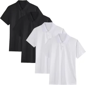 4 Pack Boys Youth Kids Polo Shirt Mesh Athletic Quick Dry Short Sleeve Golf Shirt Moisture Wicking Active Tops(Age 5-16)