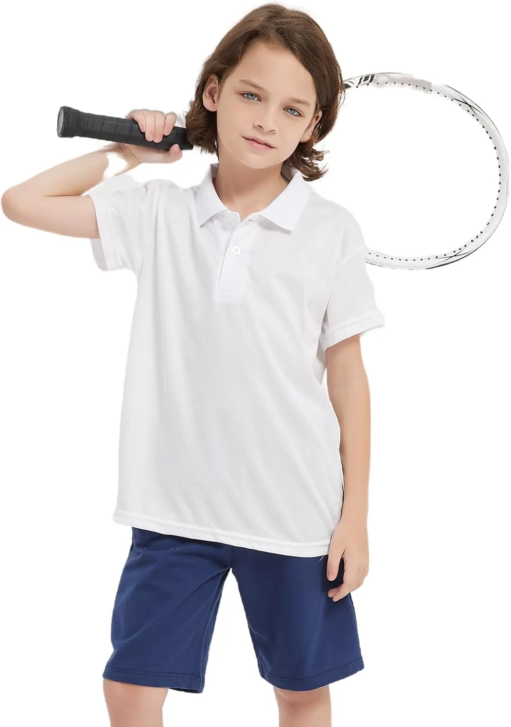 4 Pack Boys Youth Kids Polo Shirt Mesh Athletic Quick Dry Short Sleeve Golf Shirt Moisture Wicking Active Tops(Age 5-16)