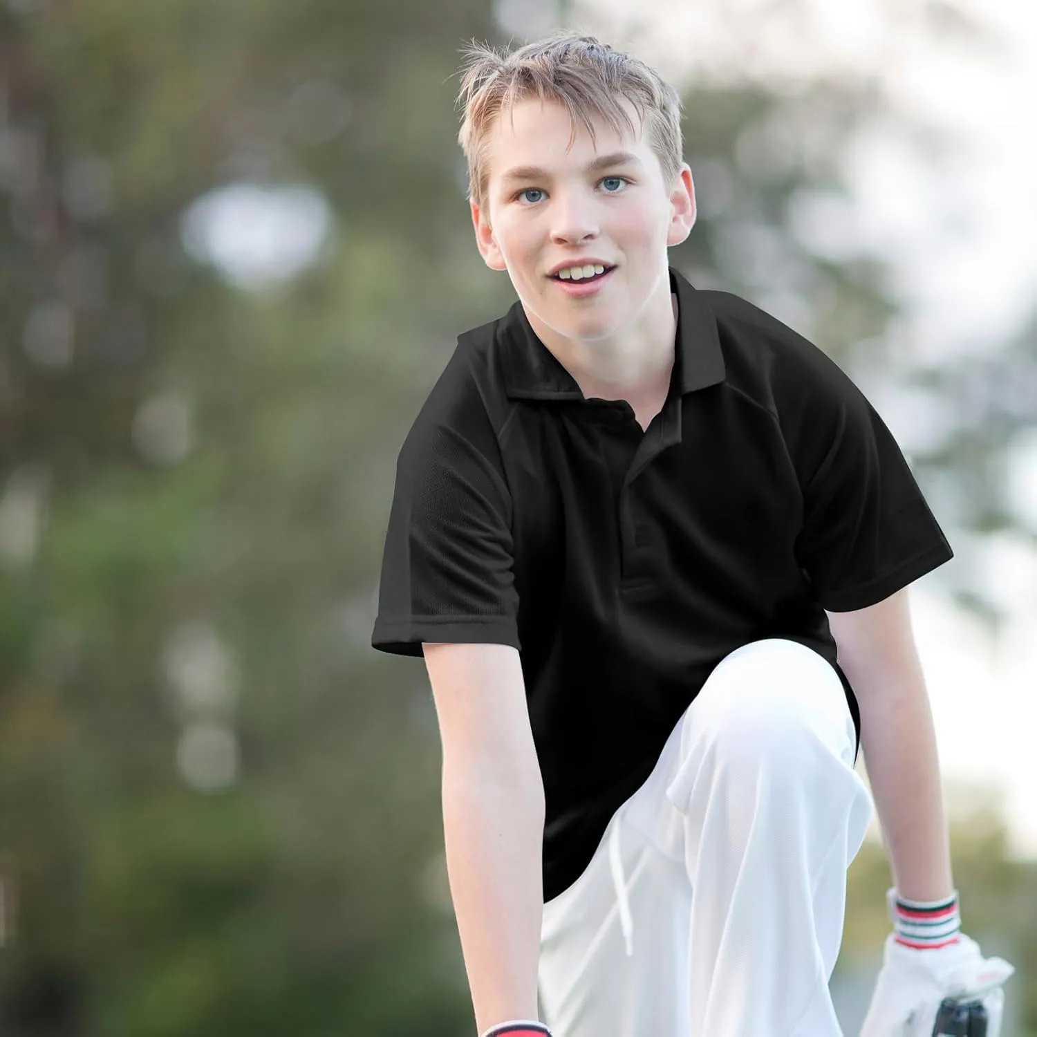 4 Pack Boys Youth Kids Polo Shirt Mesh Athletic Quick Dry Short Sleeve Golf Shirt Moisture Wicking Active Tops(Age 5-16)