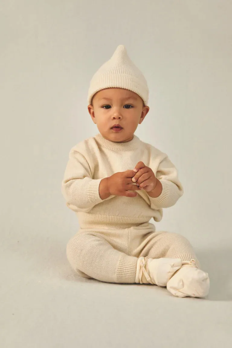 Baby Knitted Beanie, Cream