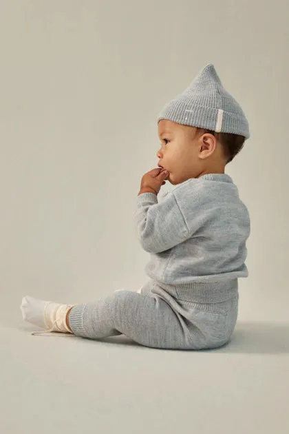 Baby Knitted Beanie, Grey Melange