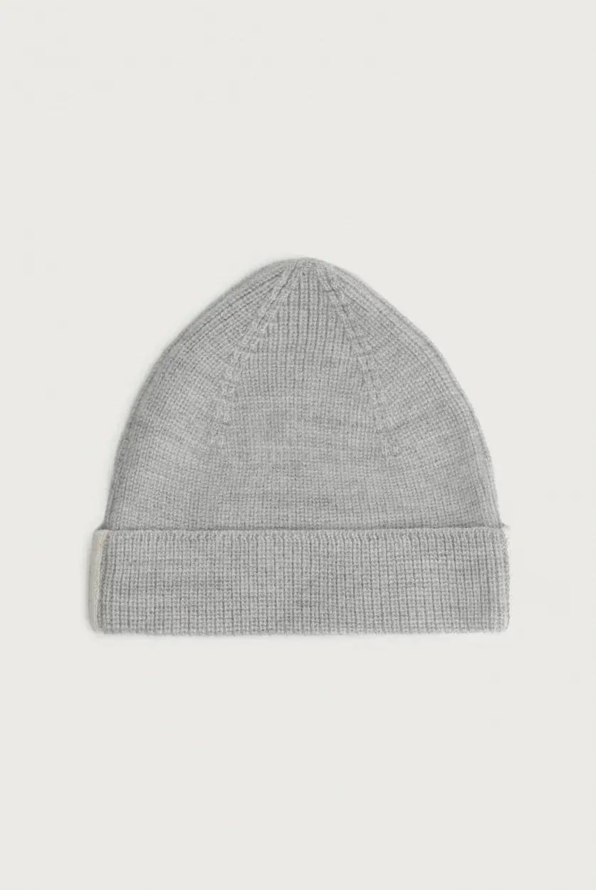 Baby Knitted Beanie, Grey Melange