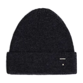 Baby Knitted Beanie, Nearly Black Melange