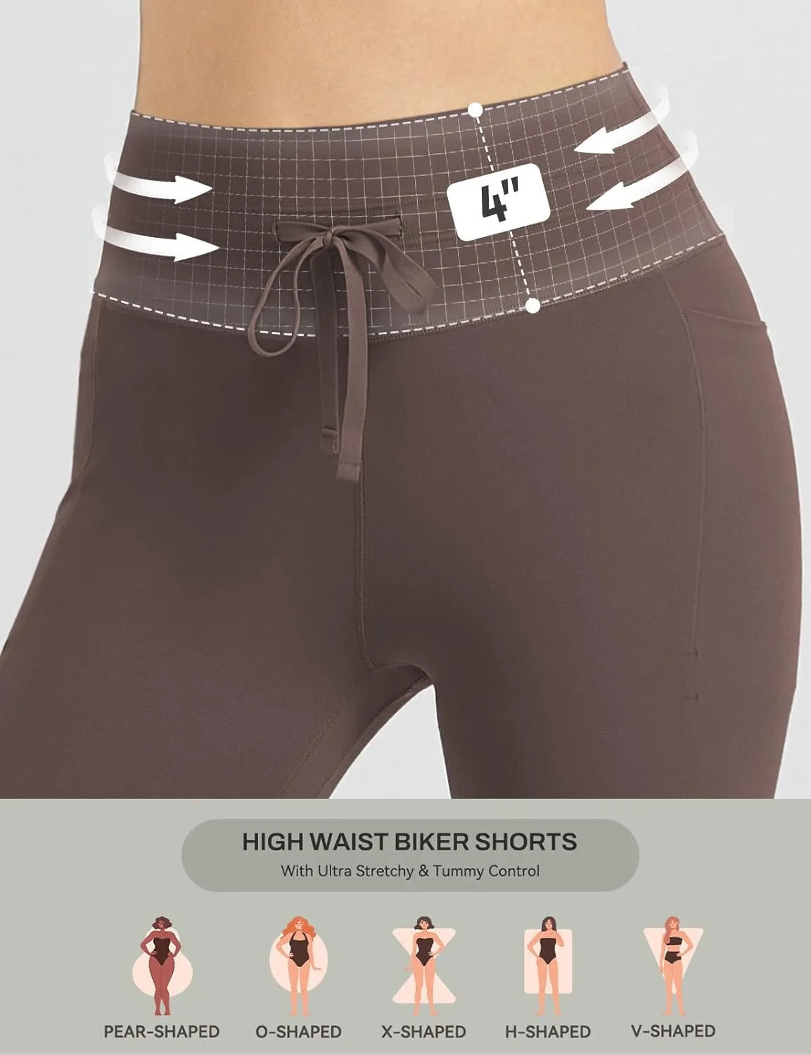 baleaf Women 8" Biker Shorts with Pockets, High Waisted Workout Short Tummy Control Yoga Gym Spandex Running Volleyball