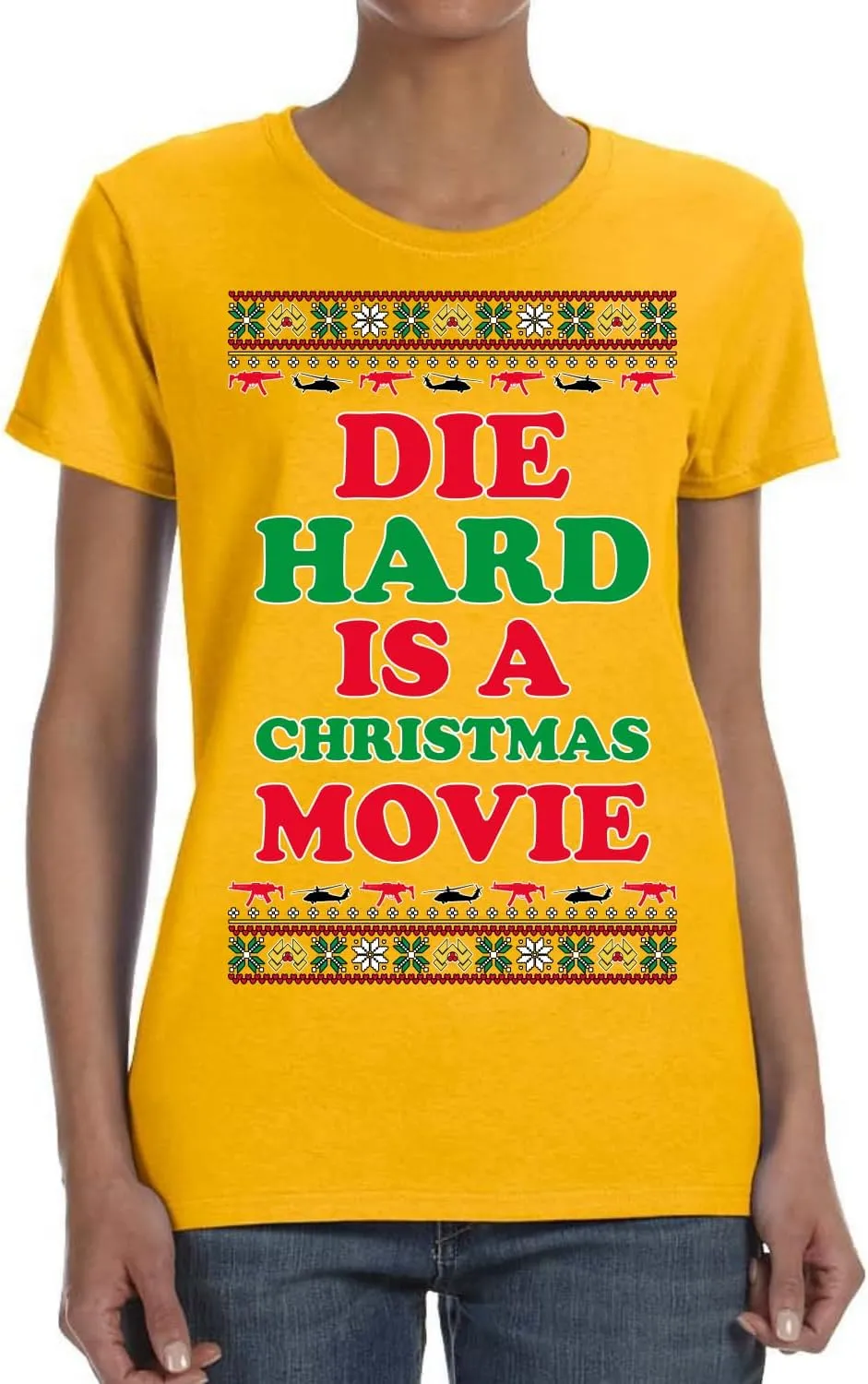 Die Hard is a Christmas Movie Classic McClane Nakatomi Ugly Christmas Womens Graphic T-Shirt