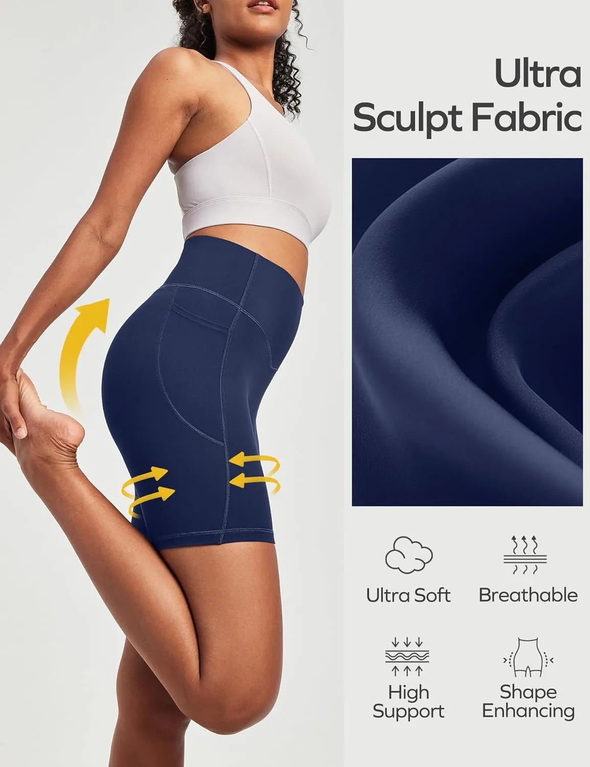 Ewedoos Compression Shorts for Women Spandex Biker Shorts Women Tummy Control with Pockets 6" No Front Seam Yoga Gym Workout