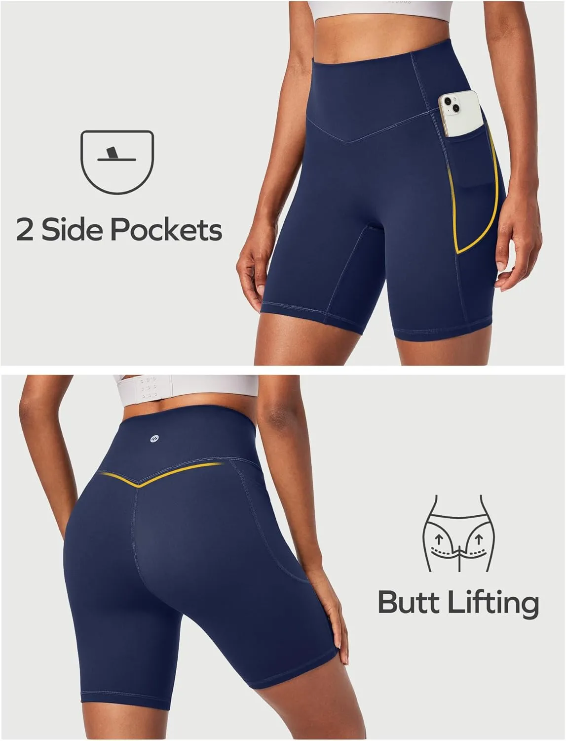 Ewedoos Compression Shorts for Women Spandex Biker Shorts Women Tummy Control with Pockets 6" No Front Seam Yoga Gym Workout