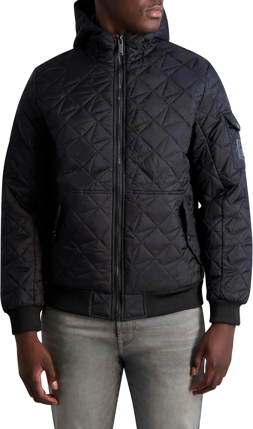 KARL LAGERFELD Men's Bomber Satin Jacket
