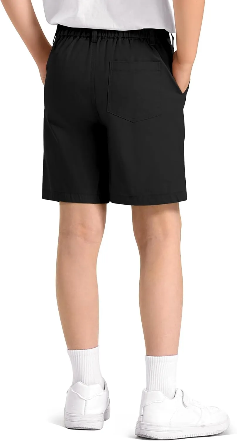 KEREDA Boys School Uniform Golf Shorts Pull On Preppy Shorts Kids Clothes with Pockets