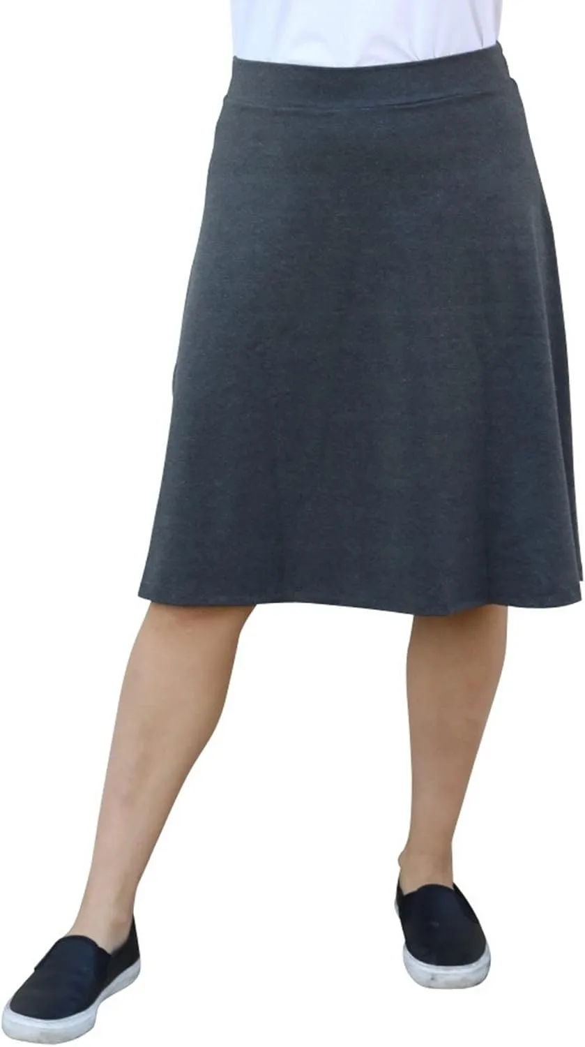 Kosher Casual Women's Modest Knee-Length A-Line Lightweight Cotton Spandex Skirt