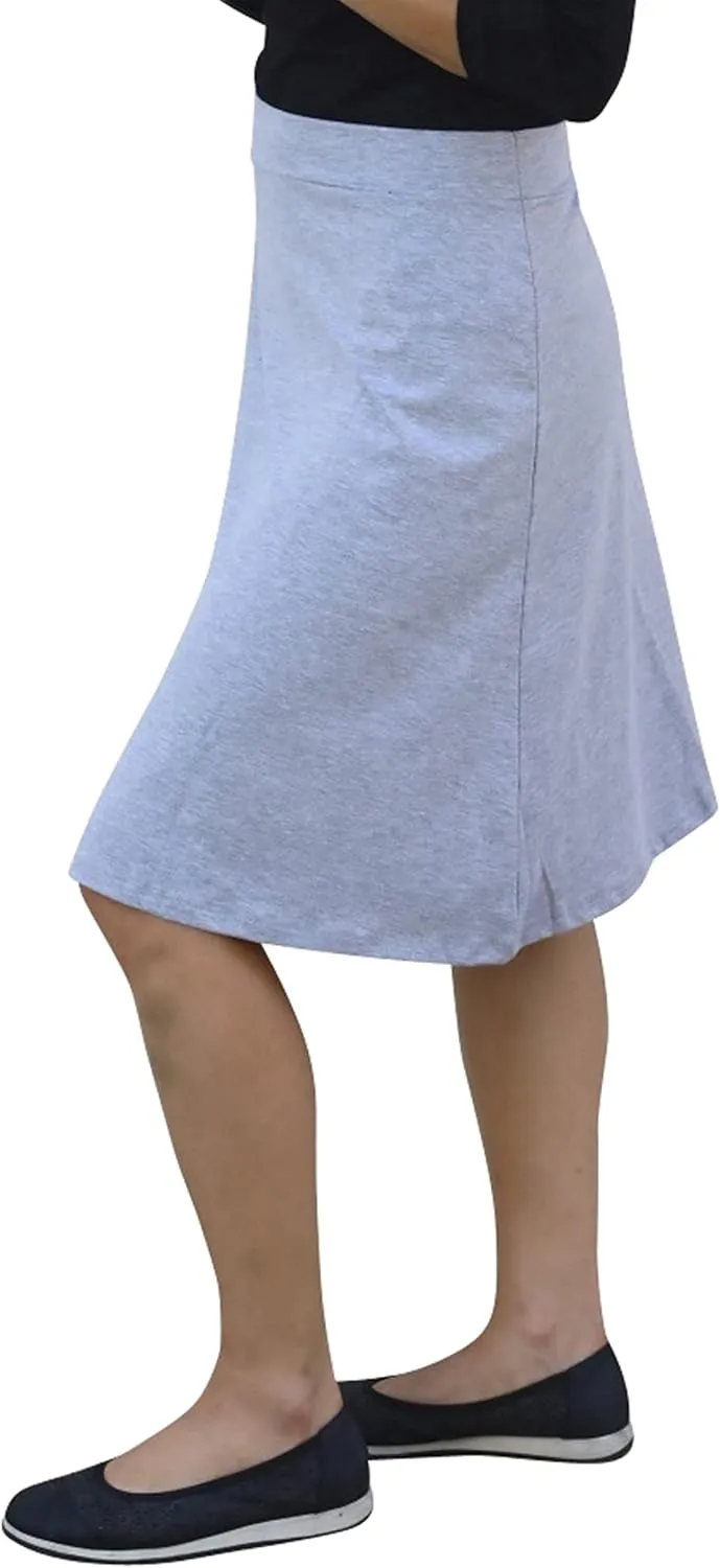Kosher Casual Women's Modest Knee-Length A-Line Lightweight Cotton Spandex Skirt