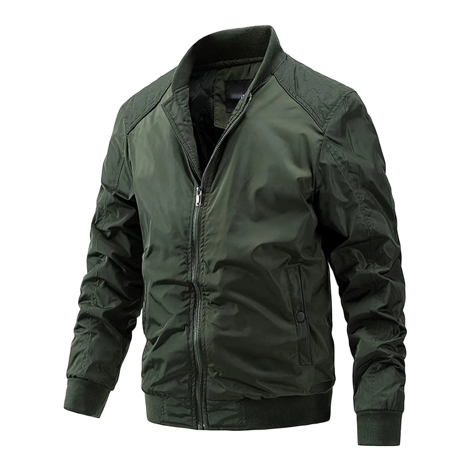 Maiyifu-GJ Men's Lightweight Flight Jacket Spring Fall Softshell Bomber Coat Outwear Zipper Military Windbreaker Sportswear (Green,5X-Large)