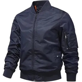 Maiyifu-GJ Men's Lightweight Flight Jacket Zipper Military Windbreaker Sportswear Spring Fall Softshell Bomber Coat Outwear (Dark BlueA1,3X-Large)