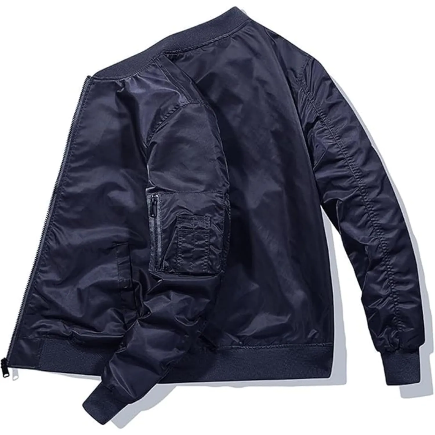 Maiyifu-GJ Men's Lightweight Flight Jacket Zipper Military Windbreaker Sportswear Spring Fall Softshell Bomber Coat Outwear (Dark BlueA1,3X-Large)