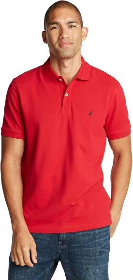 Nautica Men's Classic Short Sleeve Solid Performance Deck Polo Shirt