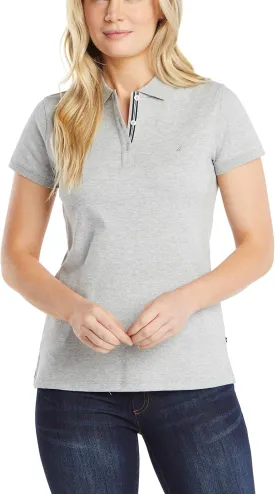 Nautica Women's 3-Button Short Sleeve Breathable 100% Cotton Polo Shirt