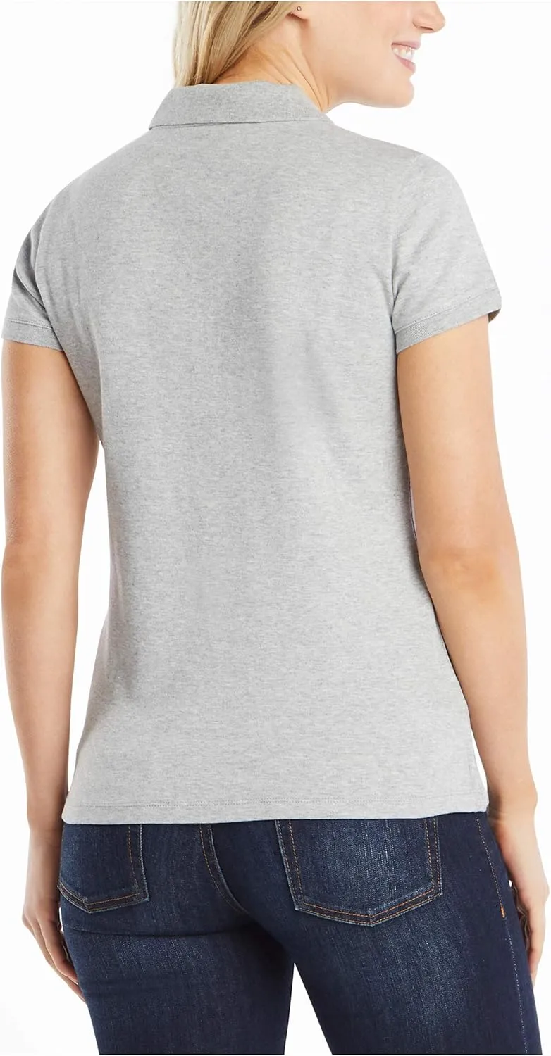 Nautica Women's 3-Button Short Sleeve Breathable 100% Cotton Polo Shirt