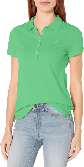 Nautica Women's 5-Button Short Sleeve Cotton Polo Shirt
