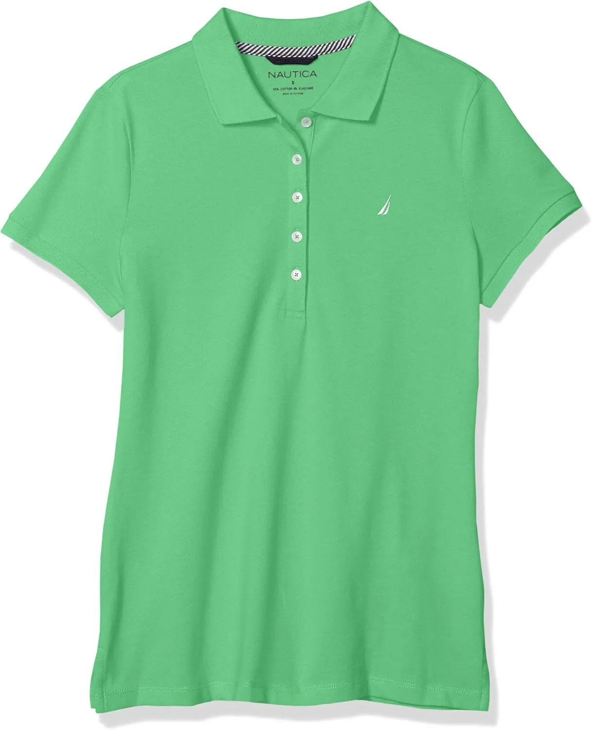 Nautica Women's 5-Button Short Sleeve Cotton Polo Shirt