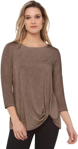 Rekucci Women's Super Soft Knit Top with Knot Detail and Sleeves