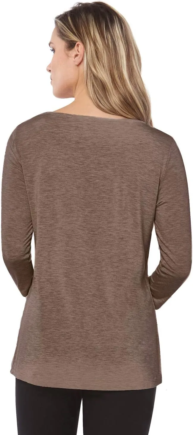 Rekucci Women's Super Soft Knit Top with Knot Detail and Sleeves