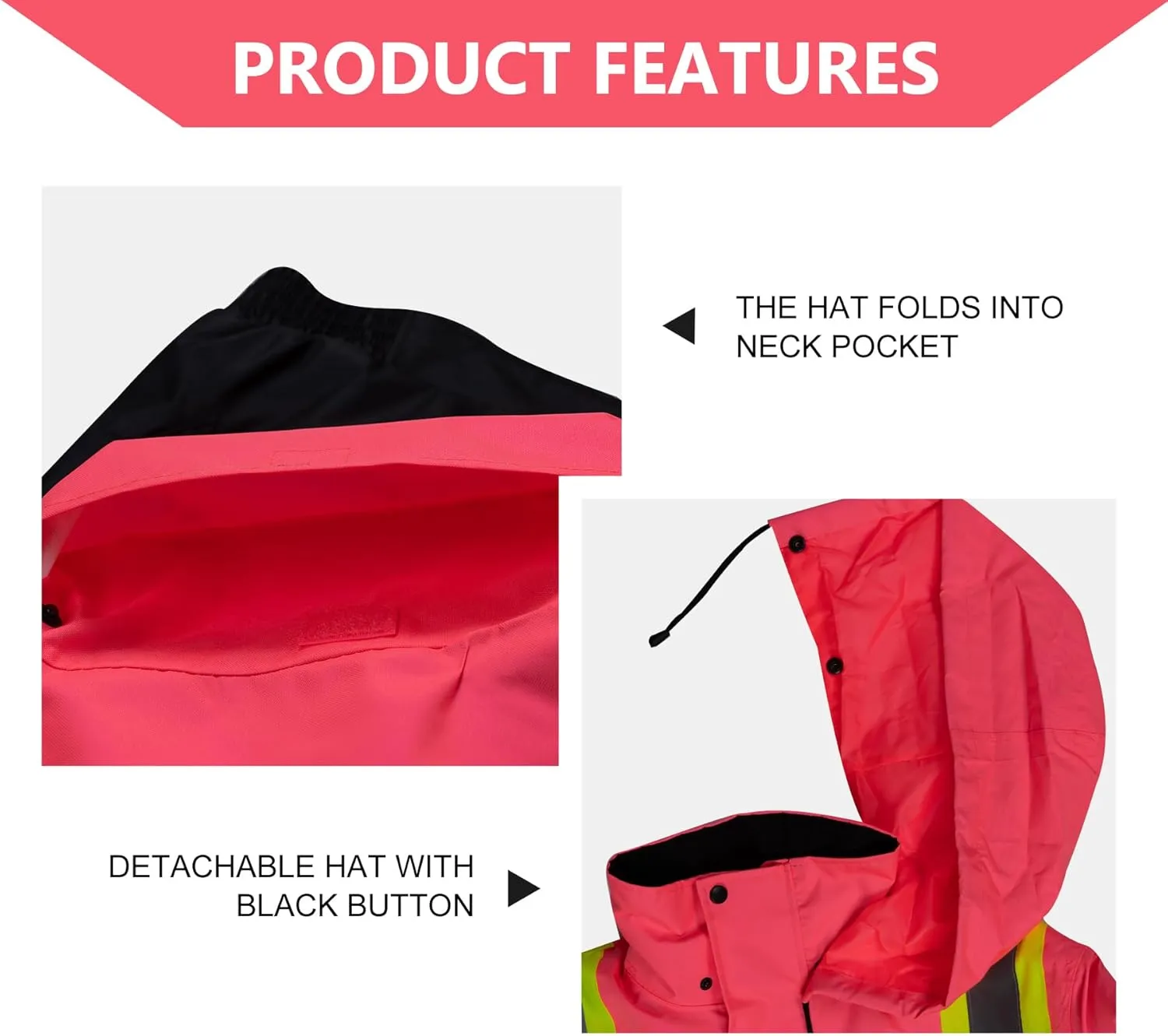 Safety Jackets for Women Reflective Hi Vis Winter Hoodie ANSI High Visibility Pink Construction Bomber Jacket