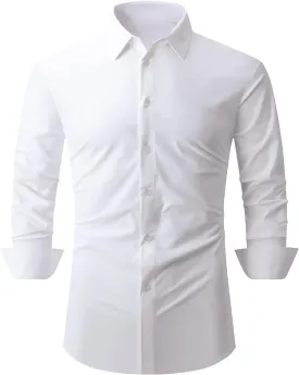 SAMERM Mens Dress Shirt Wrinkle Free Moisture Wicking 4-Way High Stretch Super Soft Casual Button Down Shirts