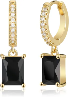 Small Hoop Earrings for Women, 18k Gold Plated Huggie Dangle Dainty Green Drop Earrings Jewelry For Women Gift