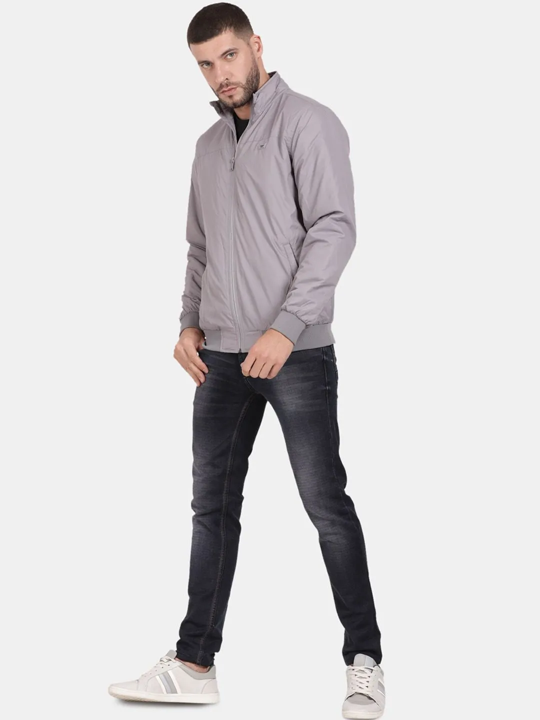 t-base Mock Collar Long Sleeves Windcheater Bomber Jacket