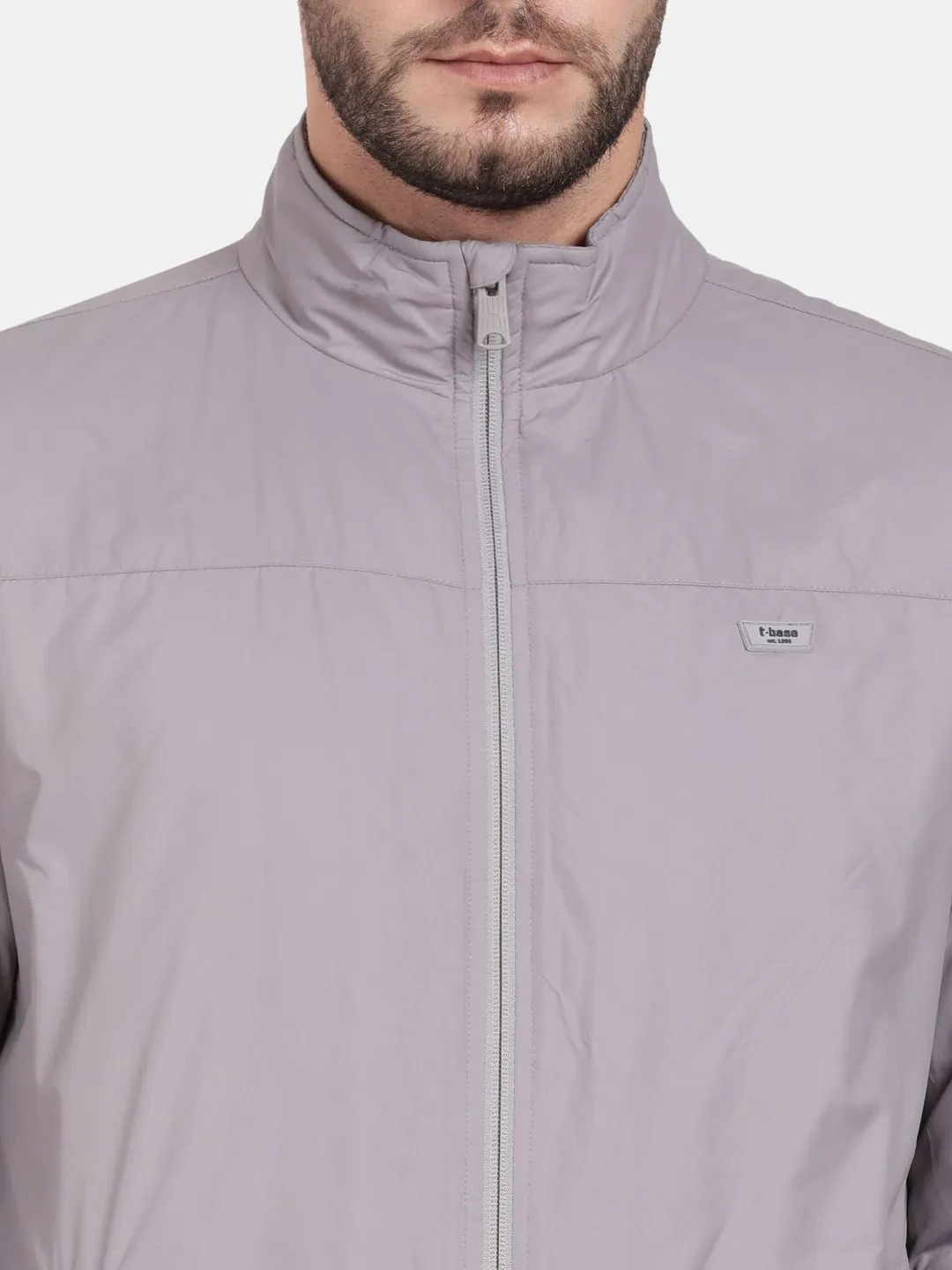 t-base Mock Collar Long Sleeves Windcheater Bomber Jacket