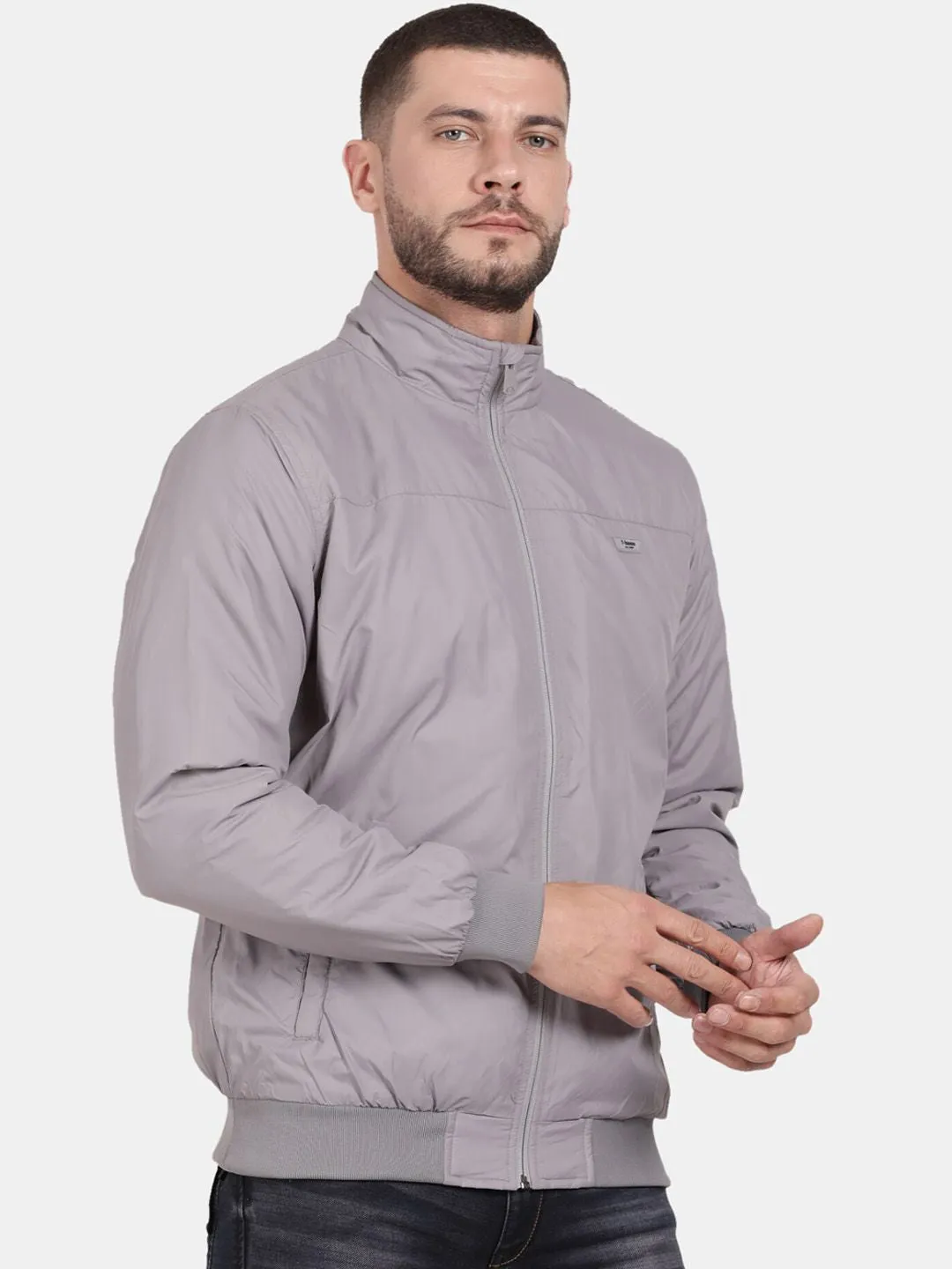 t-base Mock Collar Long Sleeves Windcheater Bomber Jacket