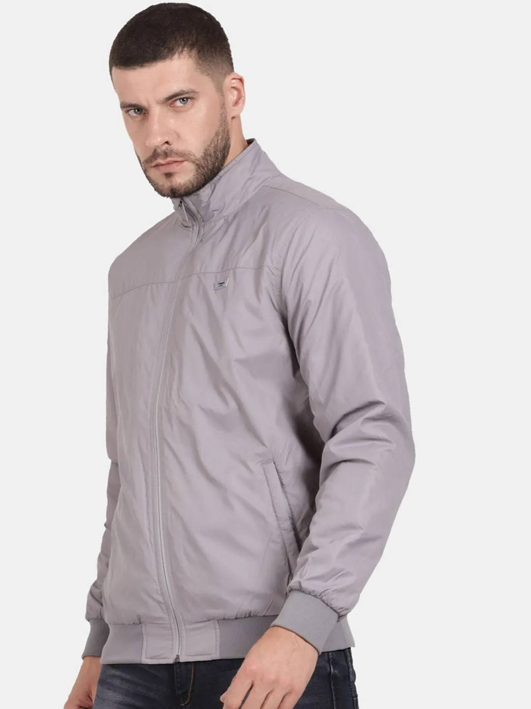 t-base Mock Collar Long Sleeves Windcheater Bomber Jacket