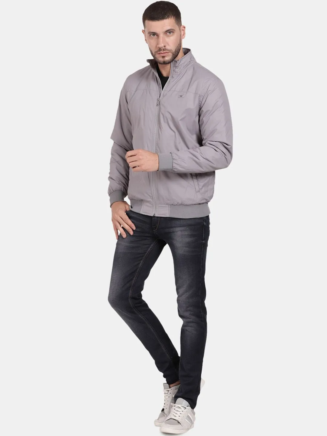 t-base Mock Collar Long Sleeves Windcheater Bomber Jacket