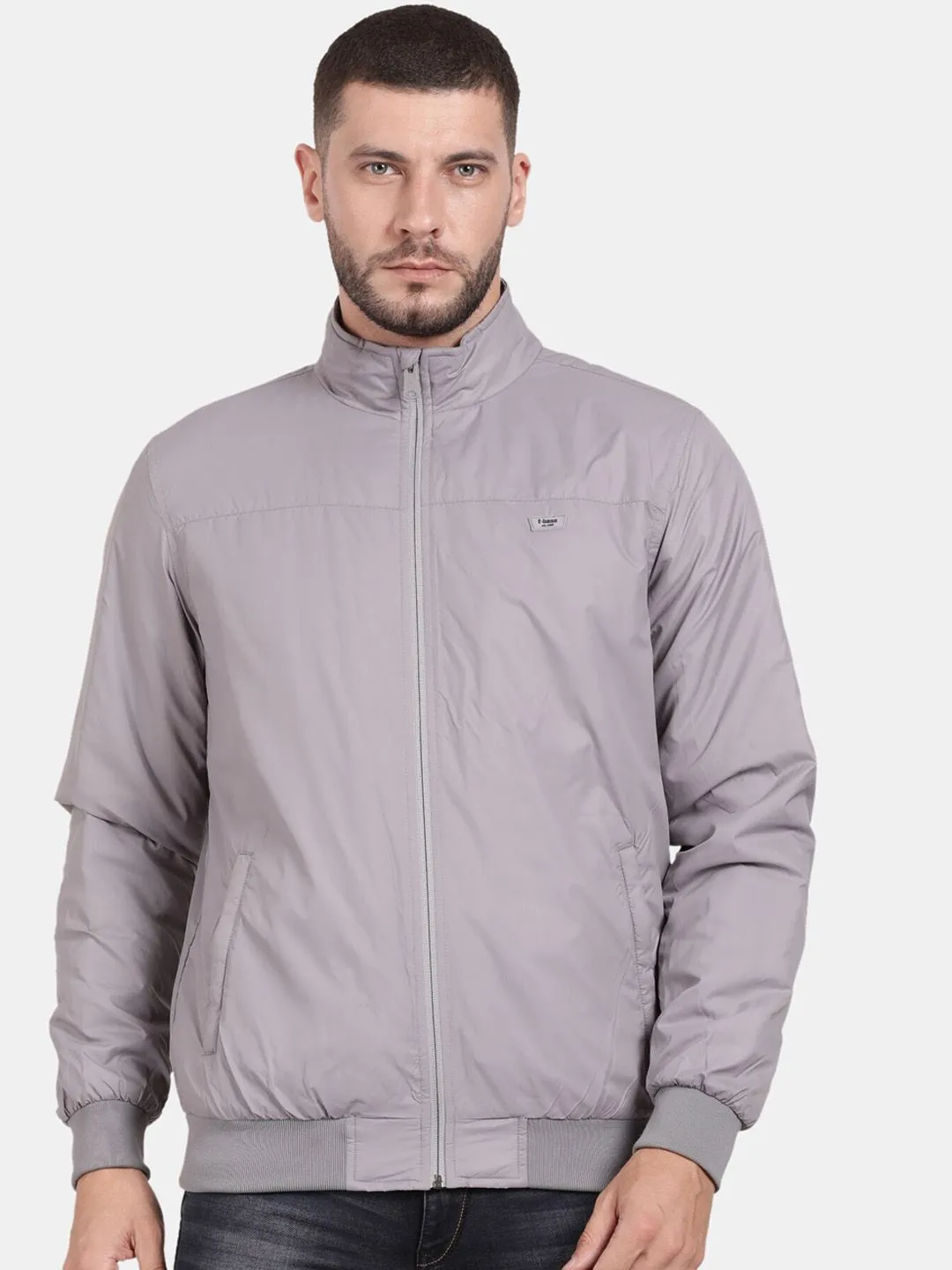 t-base Mock Collar Long Sleeves Windcheater Bomber Jacket