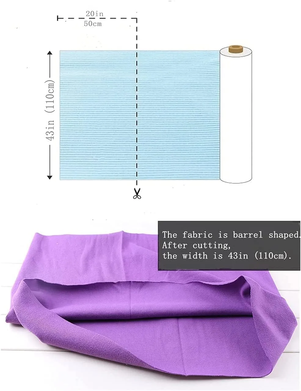 TinaKim Ribbed Cuff Leggings Fabric, Waistbands Neckline Jacket Hoodies Material (20" L x 43" W, 45 Dark Blue)