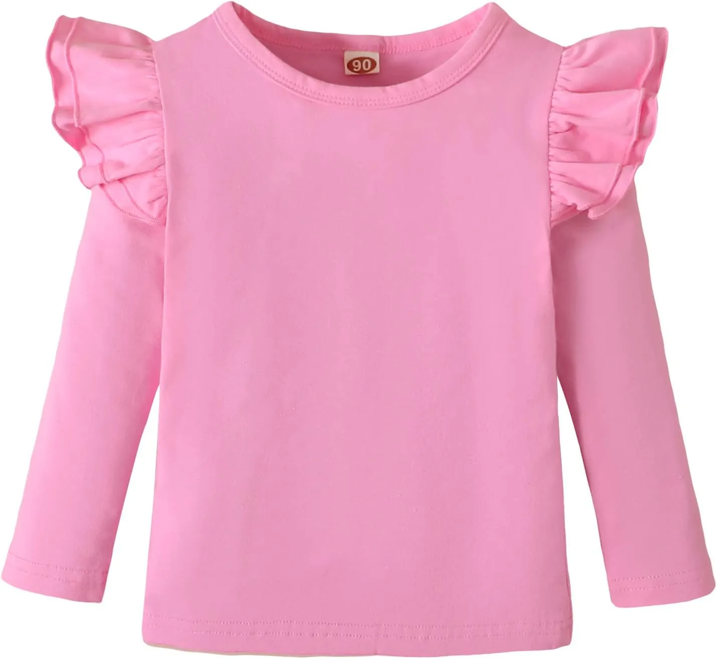 Toddler Baby Girl Solid Color T Shirt Kids Blouse Basic Plain Ruffle Top Cotton Casual Clothes