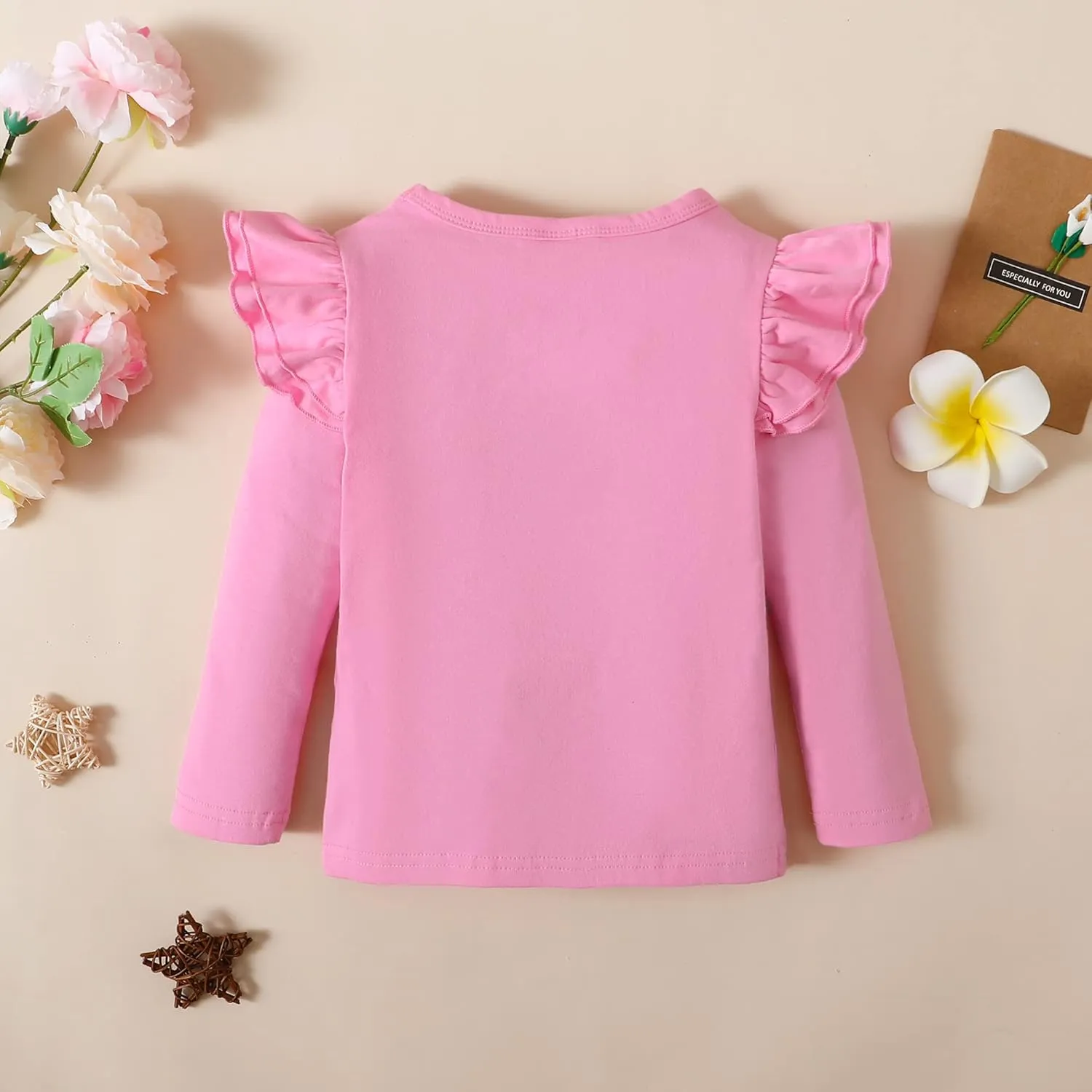 Toddler Baby Girl Solid Color T Shirt Kids Blouse Basic Plain Ruffle Top Cotton Casual Clothes