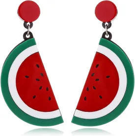 Watermelon Earrings for Women Fruit Dangle Drop Earrings Cute Summer Earrings Red Green White Earrings Funny Earrings Watermelon Jewelry for womens