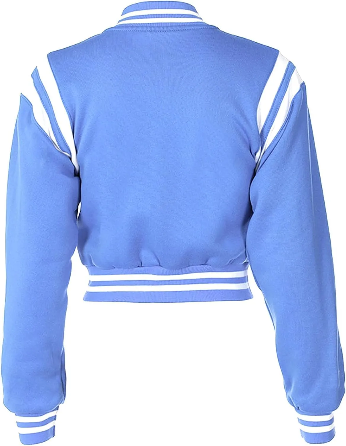 Women's Baseball Jacket Crop Coat Varsity Style Lightweight Sportswear School Uniform with Snap Button for Girls
