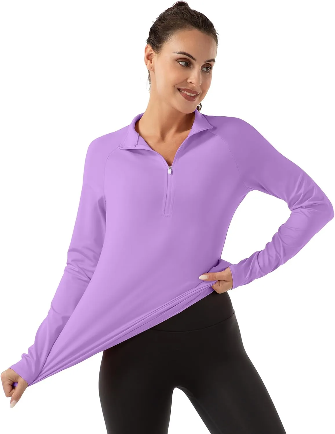 Women's Polo Shirts Long Sleeve UPF 50  Sun Protection Tennis Golf Workout Tops Sport Zipper V Neck